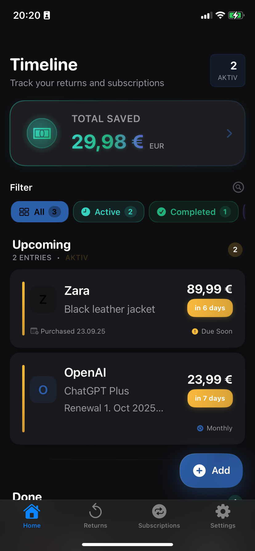 ReturnLoop app interface